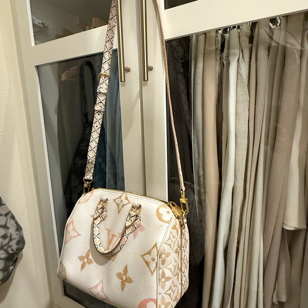 Louis Vuitton White and Gold Satchel